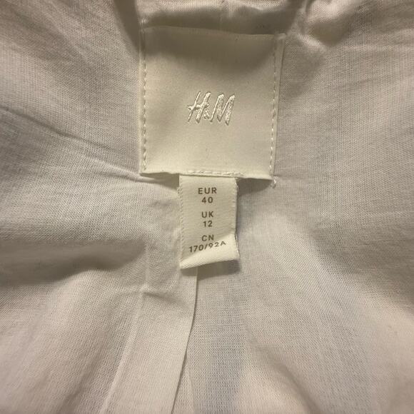 H&M Striped Linen Blend Jacket White Blue 8 Coastal Chic Preppy Academia 88-26 - Picture 11 of 14